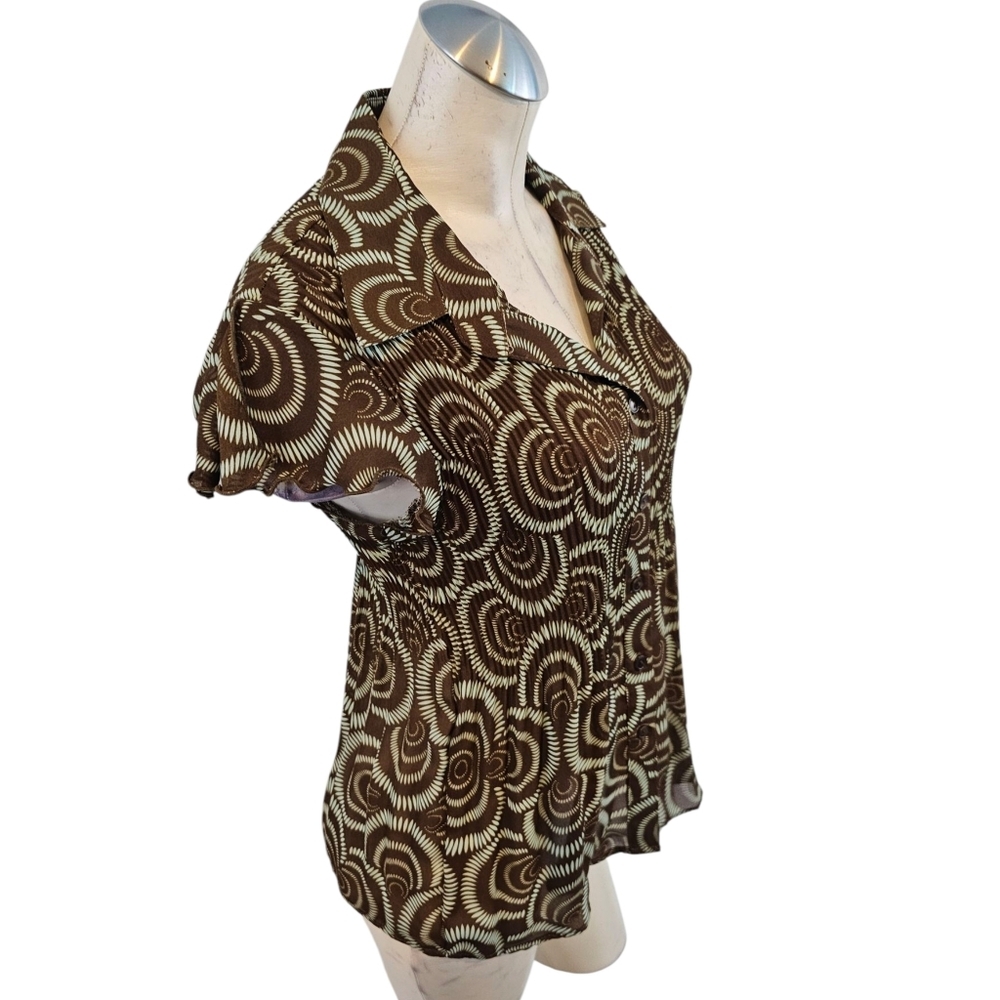3/$25 Sere Nade Size L Brown Patterned Women's Top - Picture 2 of 5